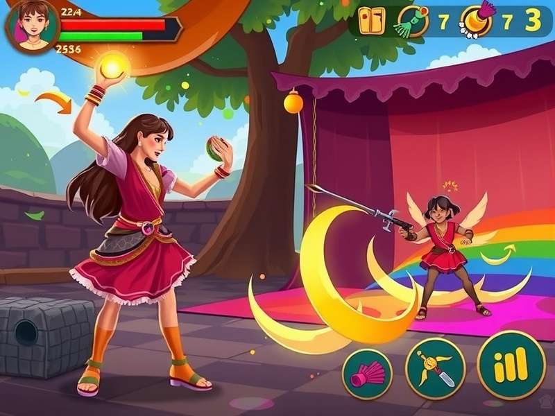 Bangle Magic Quest gameplay screenshot showing character with magical bangles