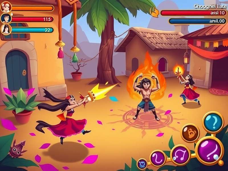 Bangle Magic Quest combat scene showing character using magical bangles against enemies